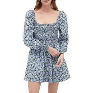 HILL HOUSE NORAH DRESS IN MULTI BLUE PANSY